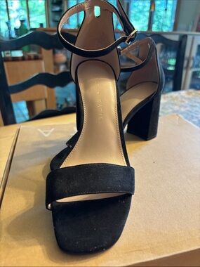 Kelly & Katie Black Suede Block Heel Sandals